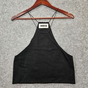 Crop Tank Top Women S Black Halter Apron Y2K Goth Festival Chic INDEX USA 16x20‎